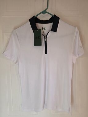Under Armour Women’s White Polo with Navy Trim